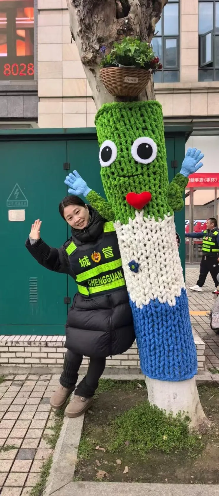 暖意满街！潜江行道树穿“新年毛衣”迎新春